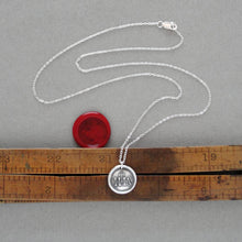 Load image into Gallery viewer, IHS Christogram Wax Seal Necklace - Antique Wax Seal Jewelry In Silver With Faith Cross