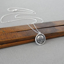 Load image into Gallery viewer, IHS Christogram Wax Seal Necklace - Antique Wax Seal Jewelry In Silver With Faith Cross
