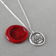 Load image into Gallery viewer, IHS Christogram Wax Seal Necklace - Antique Wax Seal Jewelry In Silver With Faith Cross