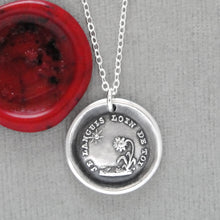 Load image into Gallery viewer, I Languish Far From You - Silver Wax Seal Necklace With Sun Flower Love Quote