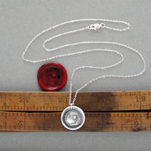 Load image into Gallery viewer, I Languish Far From You - Silver Wax Seal Necklace With Sun Flower Love Quote