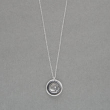 Load image into Gallery viewer, I Languish Far From You - Silver Wax Seal Necklace With Sun Flower Love Quote