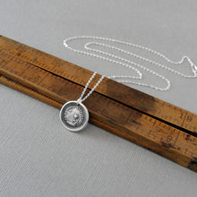 Load image into Gallery viewer, I Languish Far From You - Silver Wax Seal Necklace With Sun Flower Love Quote