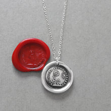 Load image into Gallery viewer, Wax Seal Necklace Gratitude - antique wax seal charm jewelry French Thank You flower motto - RQP Studio