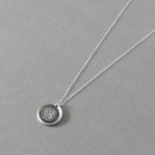 Load image into Gallery viewer, Wax Seal Necklace Gratitude - antique wax seal charm jewelry French Thank You flower motto - RQP Studio