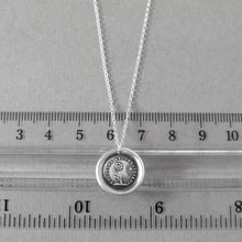 Load image into Gallery viewer, Wax Seal Necklace Gratitude - antique wax seal charm jewelry French Thank You flower motto - RQP Studio