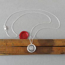 Load image into Gallery viewer, Wax Seal Necklace Gratitude - antique wax seal charm jewelry French Thank You flower motto - RQP Studio
