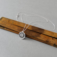 Load image into Gallery viewer, Wax Seal Necklace Gratitude - antique wax seal charm jewelry French Thank You flower motto - RQP Studio
