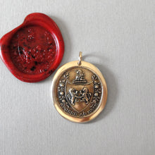 Load image into Gallery viewer, Bronze Wax Seal Pendant With Rampant Lion - From Possibility To Actuality - Aposse Ad Esse - RQP Studio