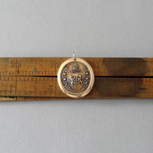 Load image into Gallery viewer, Bronze Wax Seal Pendant With Rampant Lion - From Possibility To Actuality - Aposse Ad Esse - RQP Studio