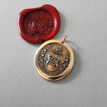 Load image into Gallery viewer, Bronze Wax Seal Pendant With Rampant Lion - From Possibility To Actuality - Aposse Ad Esse - RQP Studio