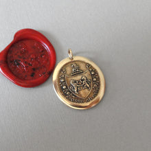 Load image into Gallery viewer, Bronze Wax Seal Pendant With Rampant Lion - From Possibility To Actuality - Aposse Ad Esse - RQP Studio