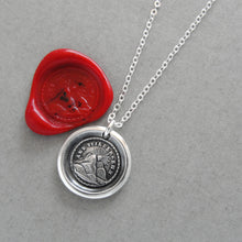 Load image into Gallery viewer, Wax Seal Necklace - Until We Meet Again - antique silver wax seal charm jewelry Setting Sun