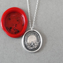 Load image into Gallery viewer, I Shall Stand Upright However I Fall - Wax Seal Necklace Caltrap - Antique Wax Seal Jewelry Fearless Caltrop