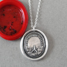 Load image into Gallery viewer, I Shall Stand Upright However I Fall - Wax Seal Necklace Caltrap - Antique Wax Seal Jewelry Fearless Caltrop