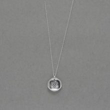 Load image into Gallery viewer, Carpe Diem Wax Seal Necklace - Seize the Day - antique Latin motto with wings and hourglass in silver