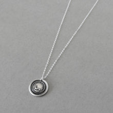 Load image into Gallery viewer, Always Faithful Dog Wax Seal Necklace in Silver Latin motto Semper Fidelis - RQP Studio
