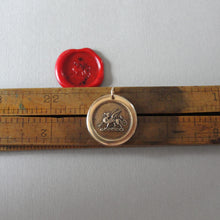 Load image into Gallery viewer, Dragon Wax Seal Pendant - antique wax seal jewelry Protection charm symbol Heraldic Dragon passant in bronze - RQP Studio