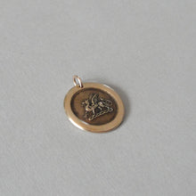 Load image into Gallery viewer, Dragon Wax Seal Pendant - antique wax seal jewelry Protection charm symbol Heraldic Dragon passant in bronze - RQP Studio
