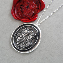 Load image into Gallery viewer, Love Hope Faith - Wax Seal Necklace christian anchor sacred heart chalice - shield wax seal charm jewelry - RQP Studio