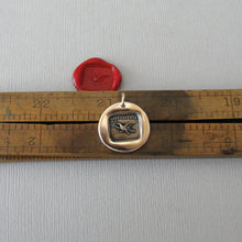 Load image into Gallery viewer, Fearless Wax Seal Charm with eagle - Soar Without Fear - antique wax seal charm jewelry French No Fear motto - RQP Studio