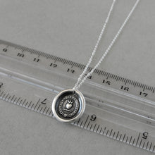Load image into Gallery viewer, Yield Not To Misfortunes - Silver Wax Seal Necklace With Flaming Heart