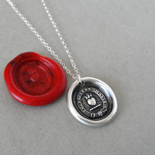 Load image into Gallery viewer, Yield Not To Misfortunes - Silver Wax Seal Necklace With Flaming Heart