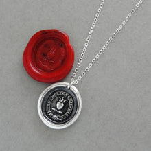Load image into Gallery viewer, Yield Not To Misfortunes - Silver Wax Seal Necklace With Flaming Heart