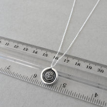 Load image into Gallery viewer, By Effort And Hard Work - Silver Wax Seal Necklace - Forget Me Not Flower