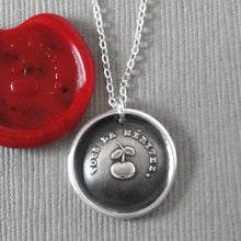 Load image into Gallery viewer, Golden Apple Wax Seal Necklace - Encouragement Antique Wax Seal Charm Jewelry Motto You Deserve It