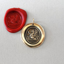 Load image into Gallery viewer, Griffin Wax Seal Charm - Strength Courage Boldness antique wax seal jewelry pendant Gryphon with iron cross