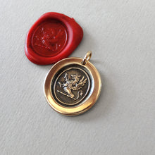 Load image into Gallery viewer, Griffin Wax Seal Charm - Strength Courage Boldness antique wax seal jewelry pendant Gryphon with iron cross