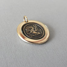 Load image into Gallery viewer, Griffin Wax Seal Charm - Strength Courage Boldness antique wax seal jewelry pendant Gryphon with iron cross