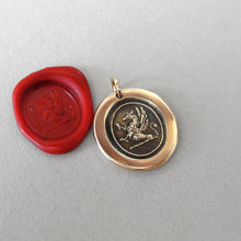 Load image into Gallery viewer, Griffin Wax Seal Charm - Strength Courage Boldness antique wax seal jewelry pendant Gryphon with iron cross