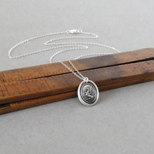 Load image into Gallery viewer, Silver Iron Cross Griffin Wax Seal Necklace - Strength Courage Symbol