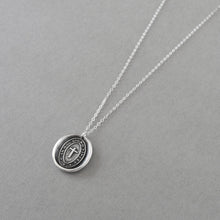 Load image into Gallery viewer, In This Sign You Shall Conquer Wax Seal Necklace In Silver - Antique Cross Wax Seal Jewelry