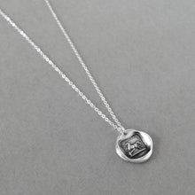 Load image into Gallery viewer, Silver Horse Wax Seal Necklace - Overcome Obstacles Equestrian Jewelry