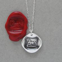 Load image into Gallery viewer, Silver Horse Wax Seal Necklace - Overcome Obstacles Equestrian Jewelry