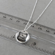 Load image into Gallery viewer, Silver Horse Wax Seal Necklace - Overcome Obstacles Equestrian Jewelry