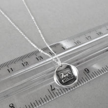 Load image into Gallery viewer, Silver Horse Wax Seal Necklace - Overcome Obstacles Equestrian Jewelry