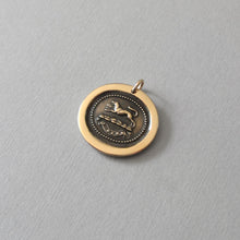 Load image into Gallery viewer, Wolf Wax Seal Pendant - I Dare - Bronze Wax Seal Jewelry - RQP Studio
