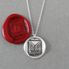 Load image into Gallery viewer, Mount Up - Protection Wings Silver Wax Seal Necklace - RQP Studio