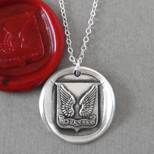 Load image into Gallery viewer, Mount Up - Protection Wings Silver Wax Seal Necklace - RQP Studio