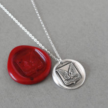 Load image into Gallery viewer, Mount Up - Protection Wings Silver Wax Seal Necklace - RQP Studio