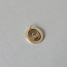 Load image into Gallery viewer, Wax Seal Charm Palm Tree - antique wax seal jewelry in bronze Latin crest motto When Struck I Rise - RQP Studio
