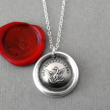 Load image into Gallery viewer, Phoenix Wax Seal Necklace Rise Again antique wax seal charm jewelry French motto I Suffer Alone - RQP Studio
