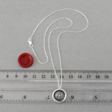 Load image into Gallery viewer, Phoenix Wax Seal Necklace - I Suffer Alone - antique Mythical Phoenix in silver
