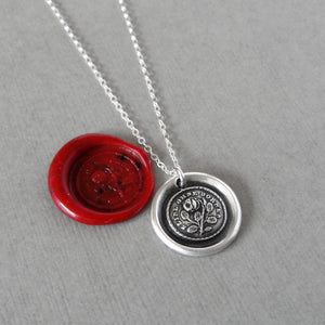Wax seal necklace Not Without Thorns -antique wax seal jewelry with rose motto by RQP Studio