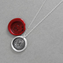 Load image into Gallery viewer, Wax seal necklace Not Without Thorns -antique wax seal jewelry with rose motto by RQP Studio
