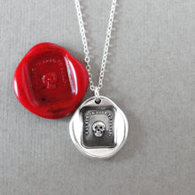 Load image into Gallery viewer, Silver Skull Wax Seal Necklace -antique wax seal charm jewelry Memento Mori
